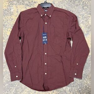 Izod Mens Small All-Over Stretch Gingerbread Plaid Button Down Shirt - NWT